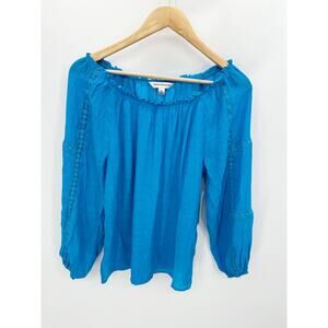 Counterparts Hawaiian Teal Blue Long Sleeve Top Women's Size Small S NWT